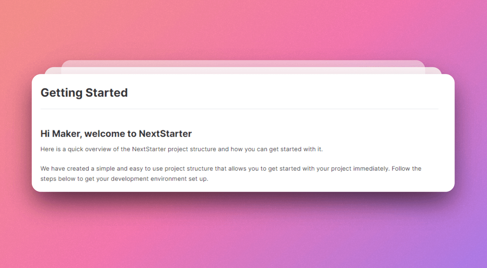 Next Starter AI Getting Started Docs
